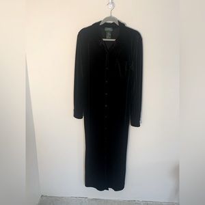 Lauren Ralph Lauren Vintage Velvet Long Sleeve Button Down Shirt Dress Size M